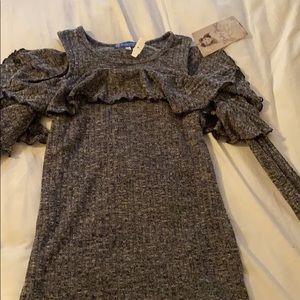 Charcoal cold shoulder long sleeve dress